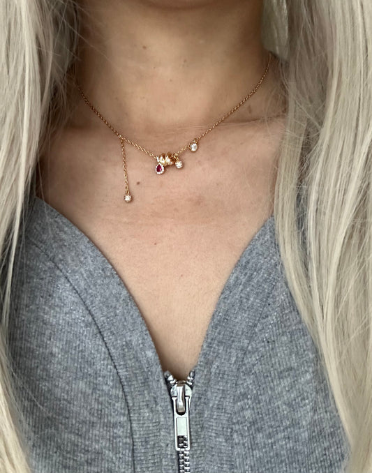 s925 Silver Gold Plated Ruby Red Pendant Necklace