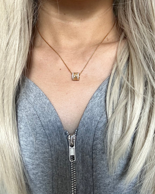 s925 Silver Gold Plated Antique Wheat Shape Necklace with Zirconia