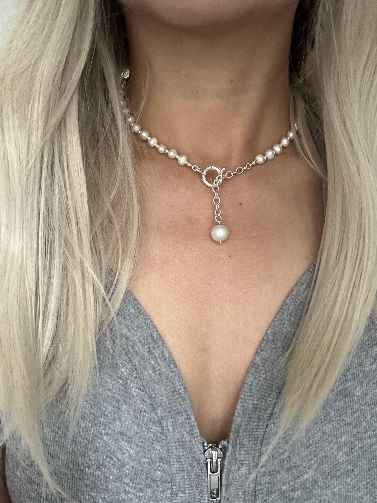 s925 Sterling Silver Baroque Pearl Necklace