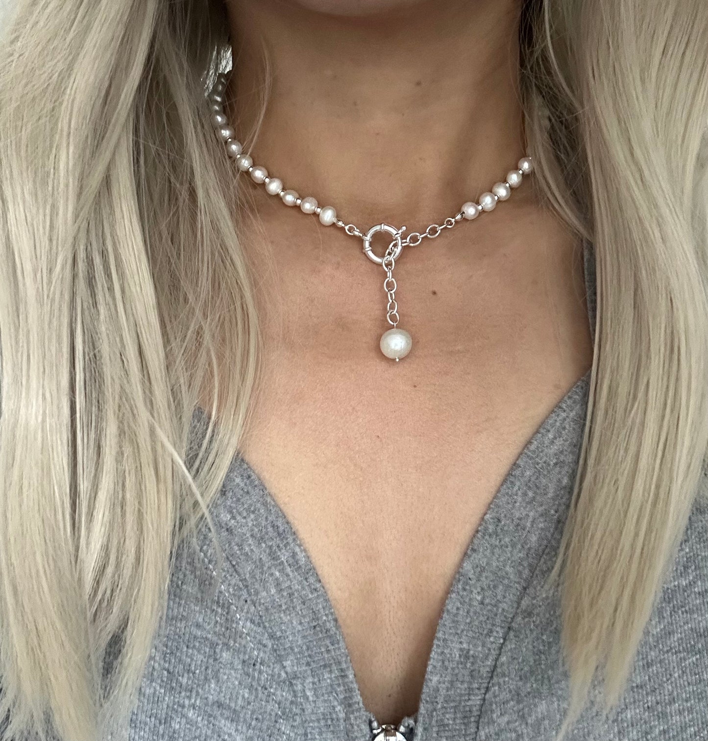 s925 Sterling Silver Baroque Pearl Necklace