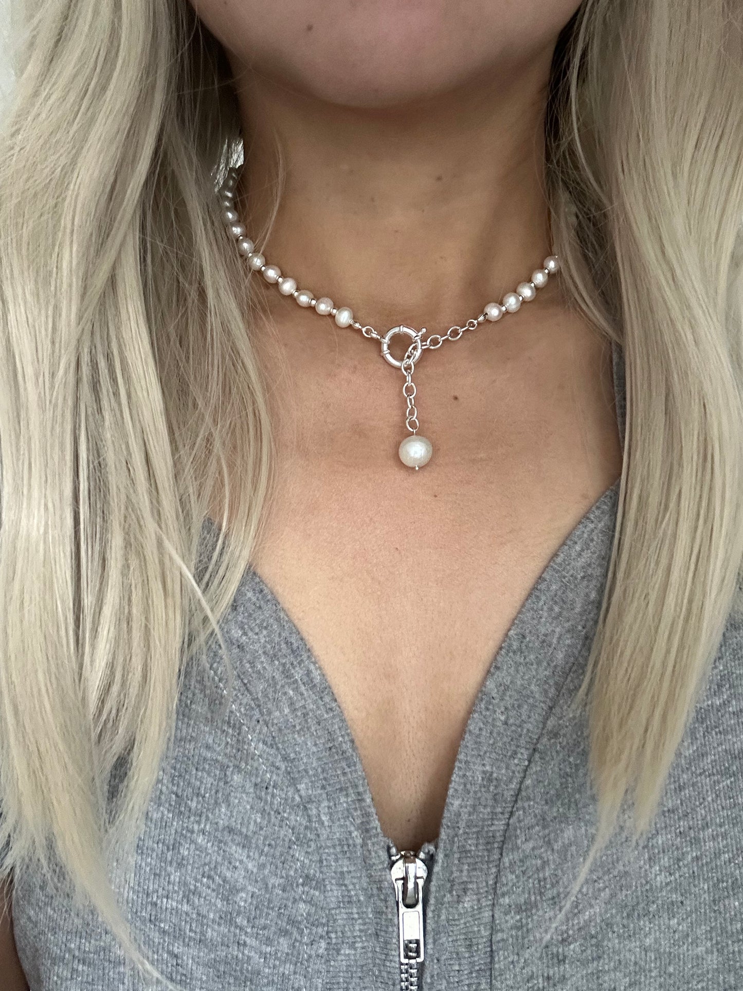 s925 Sterling Silver Baroque Pearl Necklace