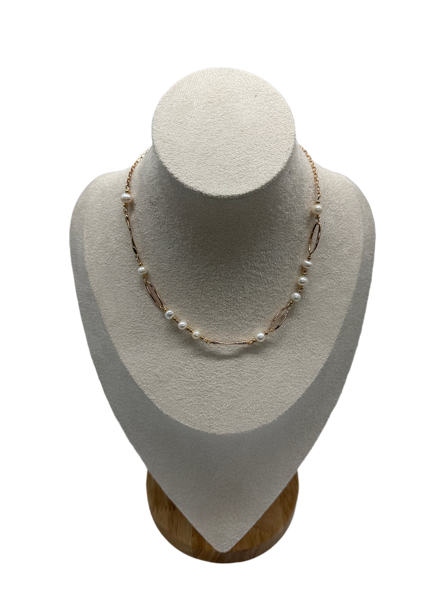 s925 Sterling Silver with 18K Gold Plated Natural Pearl Necklace
