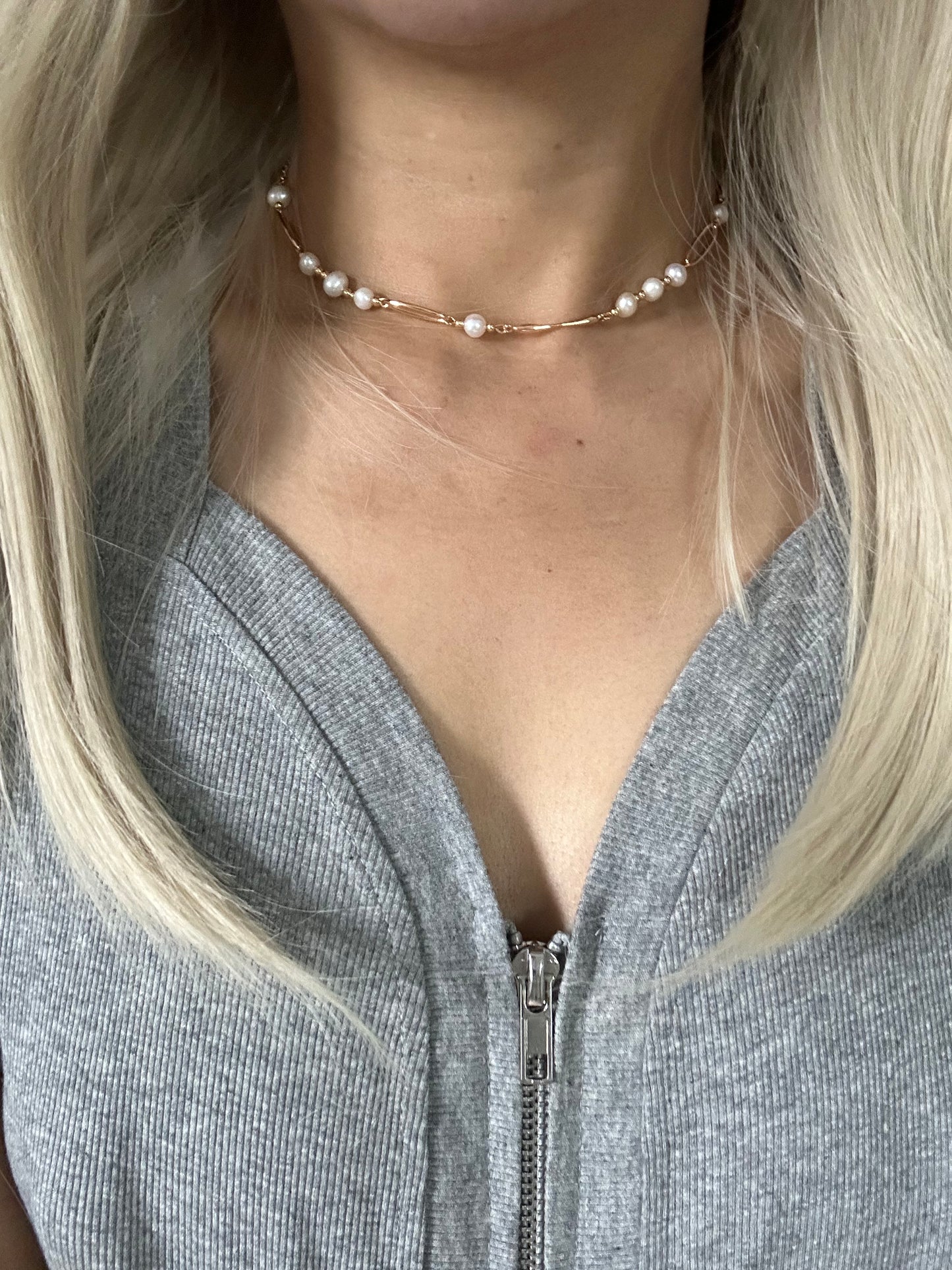 s925 Sterling Silver with 18K Gold Plated Natural Pearl Necklace