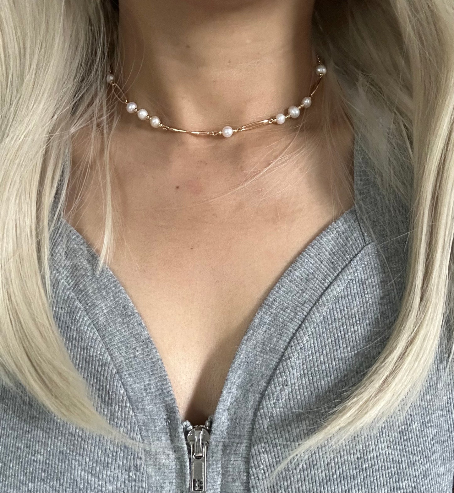 s925 Sterling Silver with 18K Gold Plated Natural Pearl Necklace