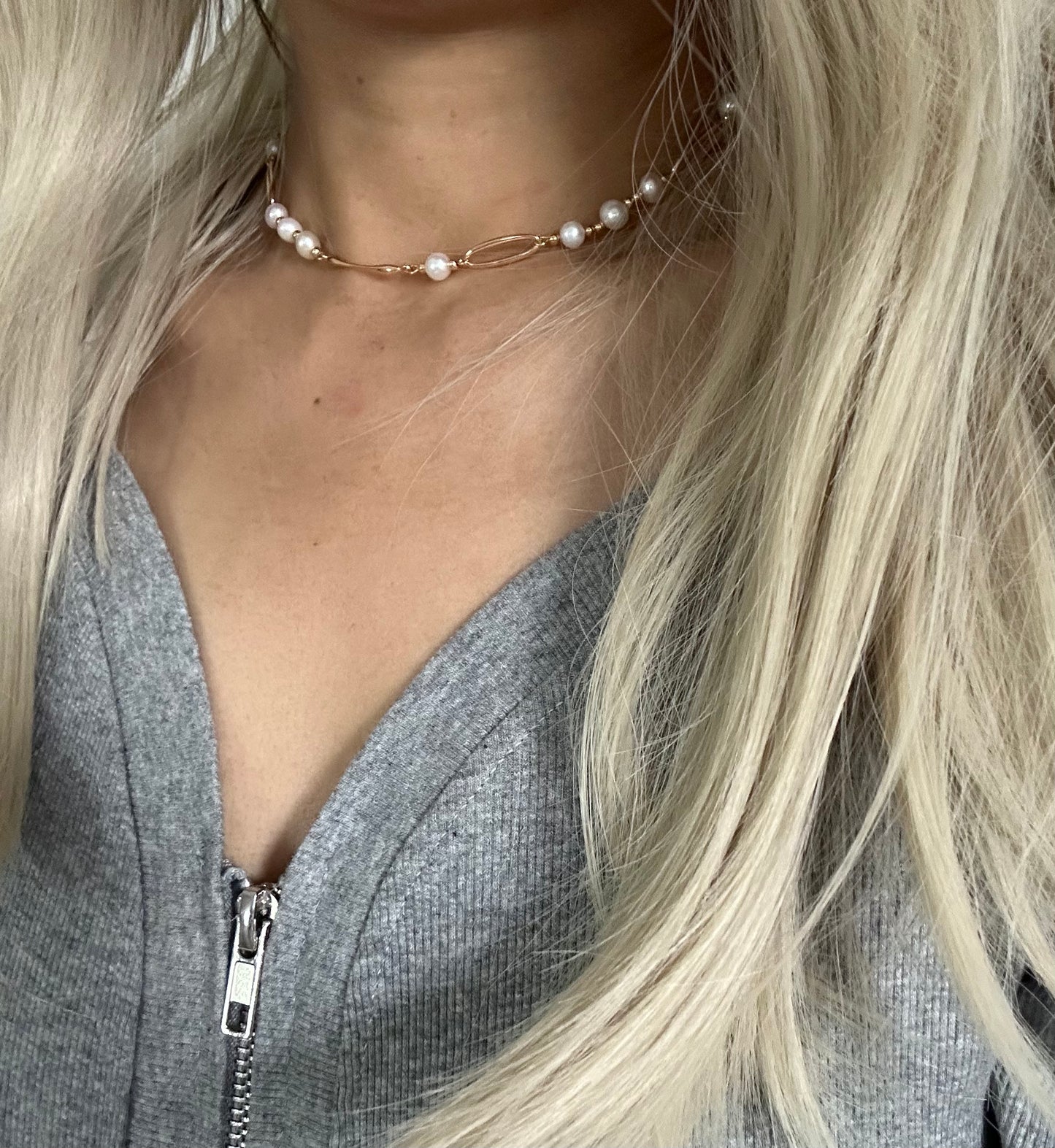 s925 Sterling Silver with 18K Gold Plated Natural Pearl Necklace