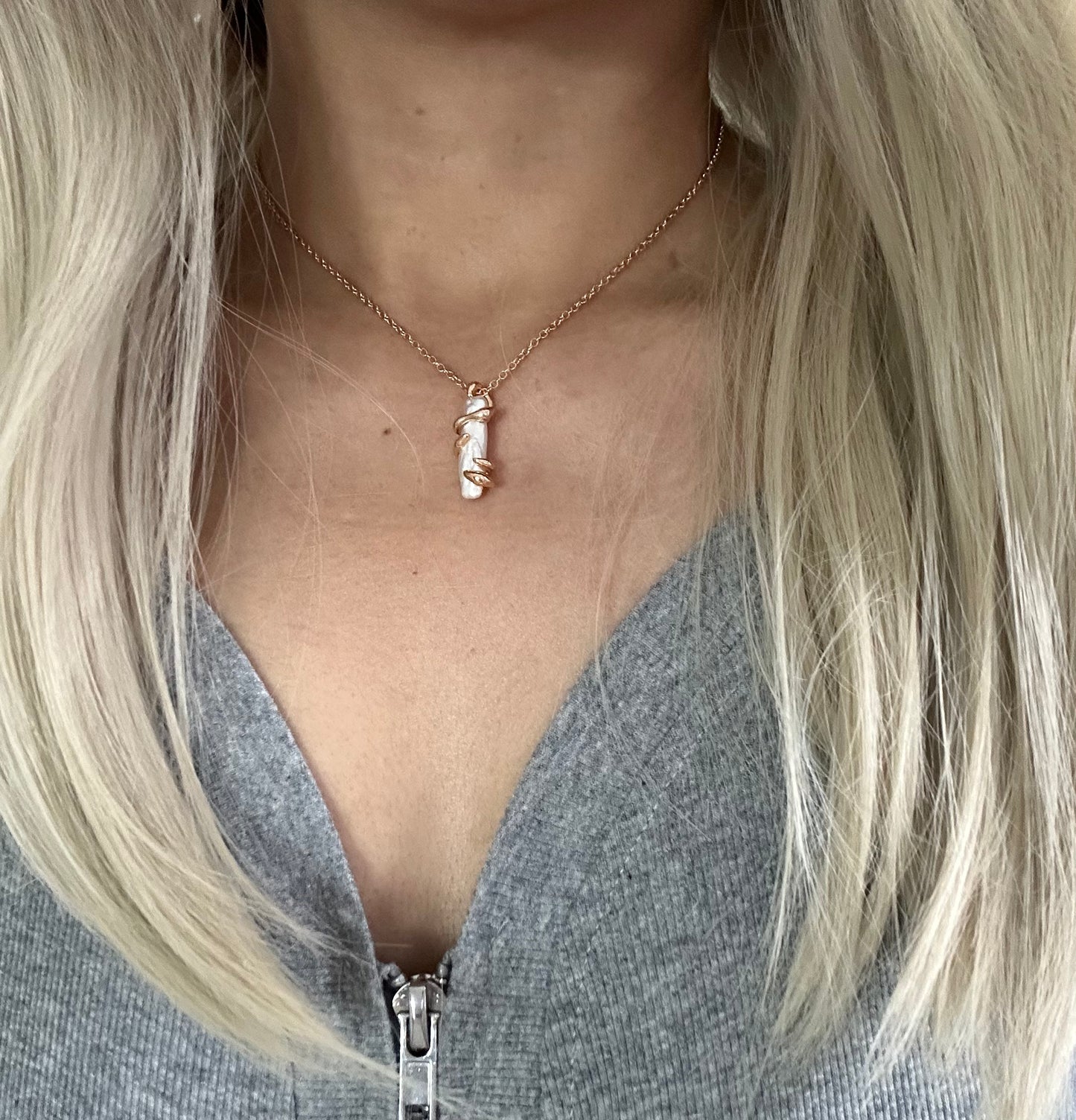 s925 Sterling Silver with 18K Gold Plated Baroque Pearl Necklace