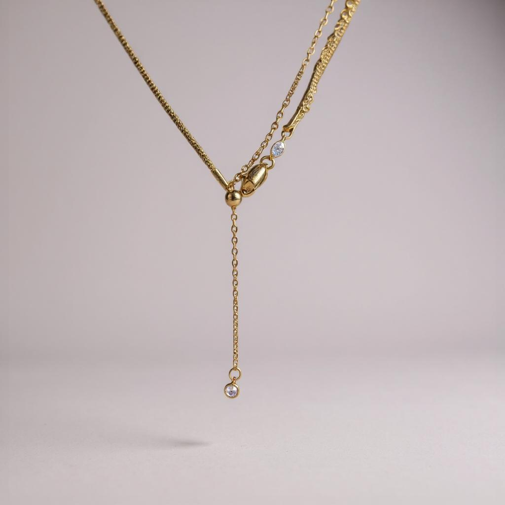 s925 Sterling Silver 18K Gold Plated brushed Two-Tone Rings Necklace