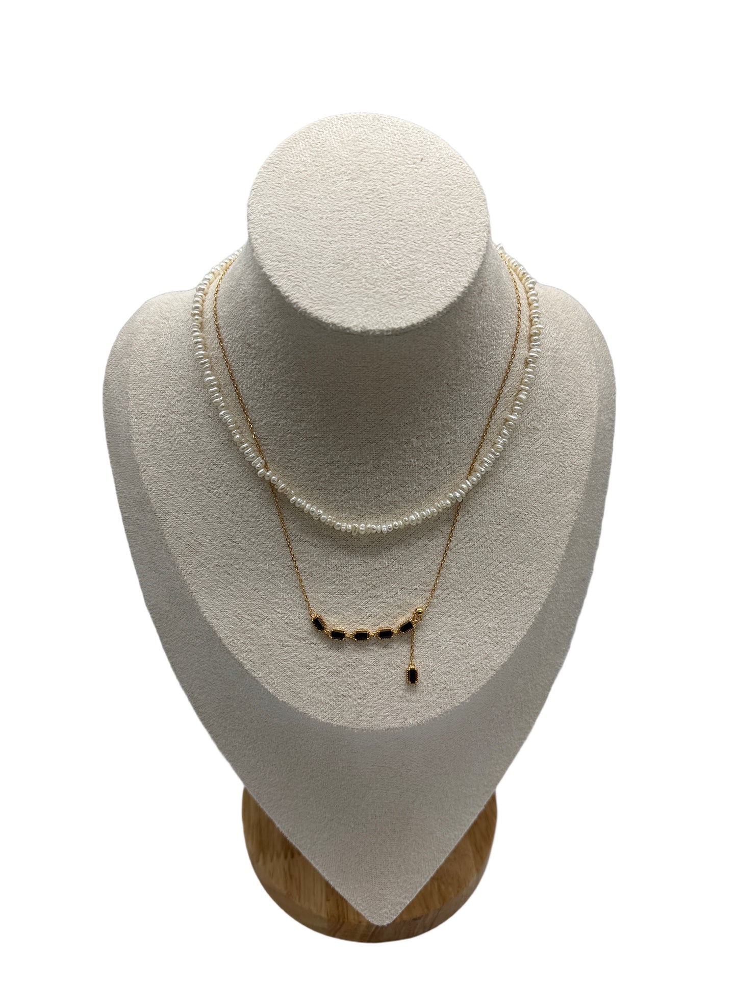 s925 Sterling Silver Gold Plated Raw Stone & Baroque Pearl Necklaces Set