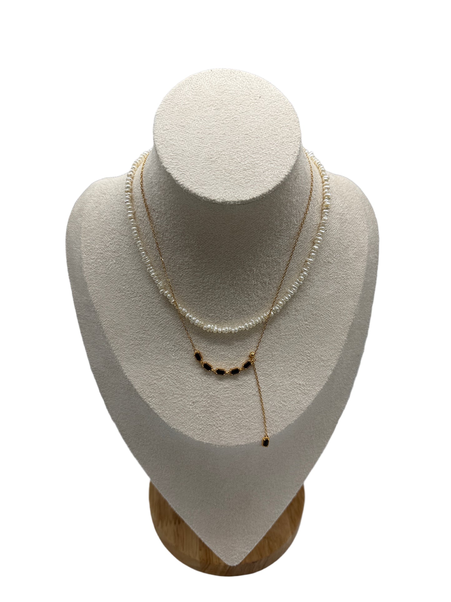 s925 Sterling Silver Gold Plated Raw Stone & Baroque Pearl Necklaces Set