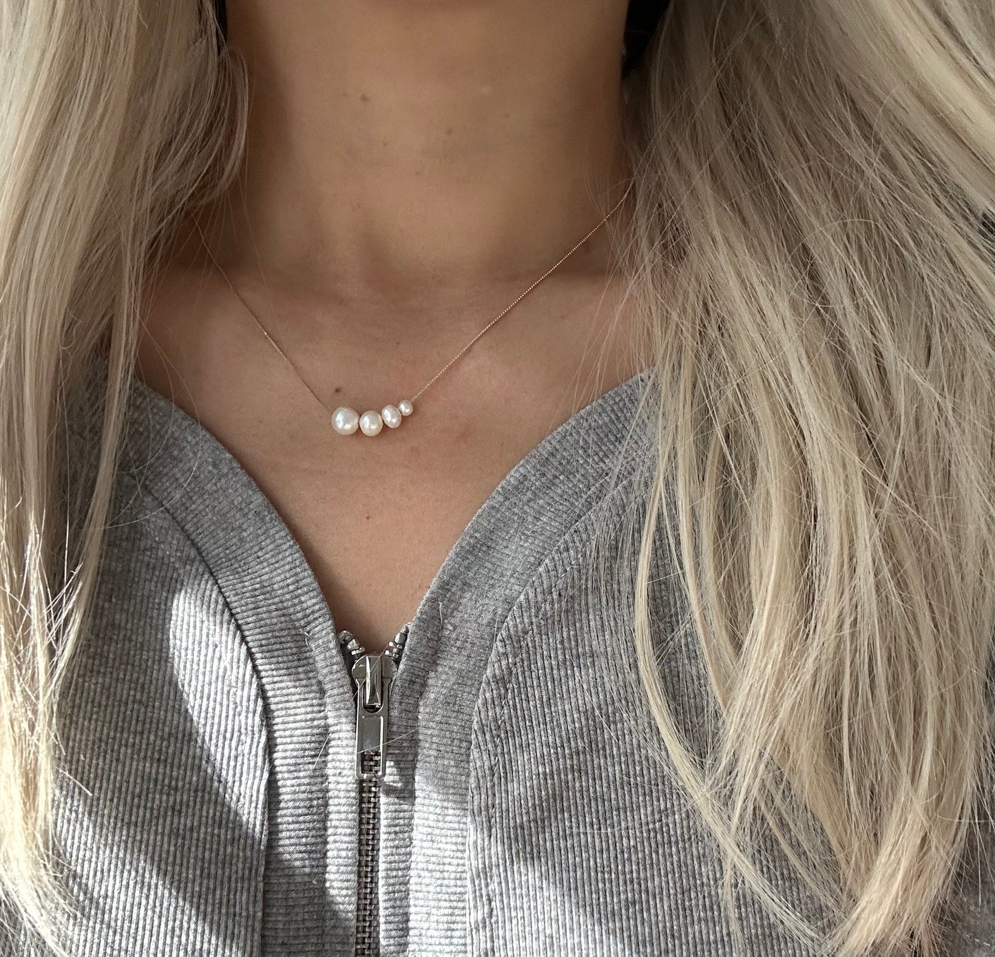 s925 Sterling Silver Gold Plated Natural Freshwater Pearl Necklace