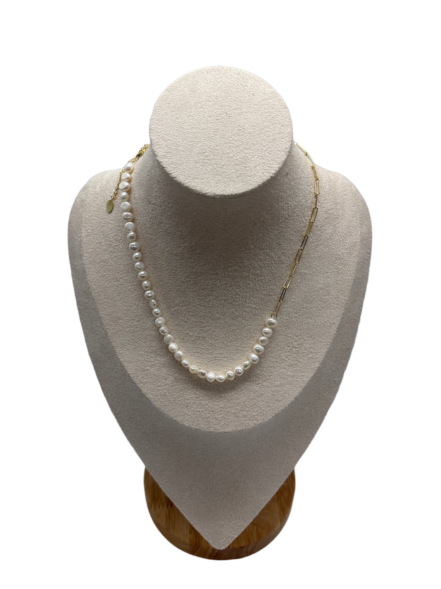 s925 Sterling Silver Gold Plated Freshwater Pearl Necklace