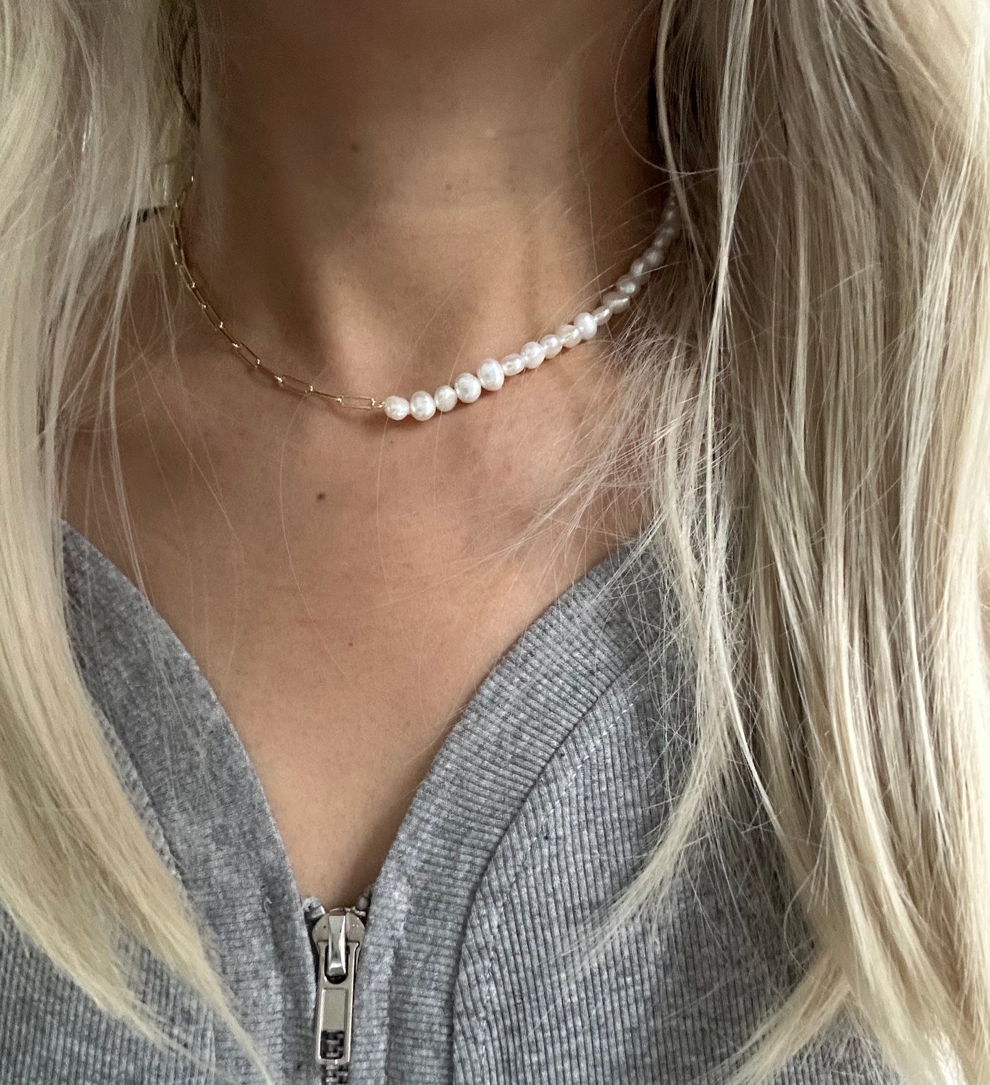 s925 Sterling Silver Gold Plated Freshwater Pearl Necklace