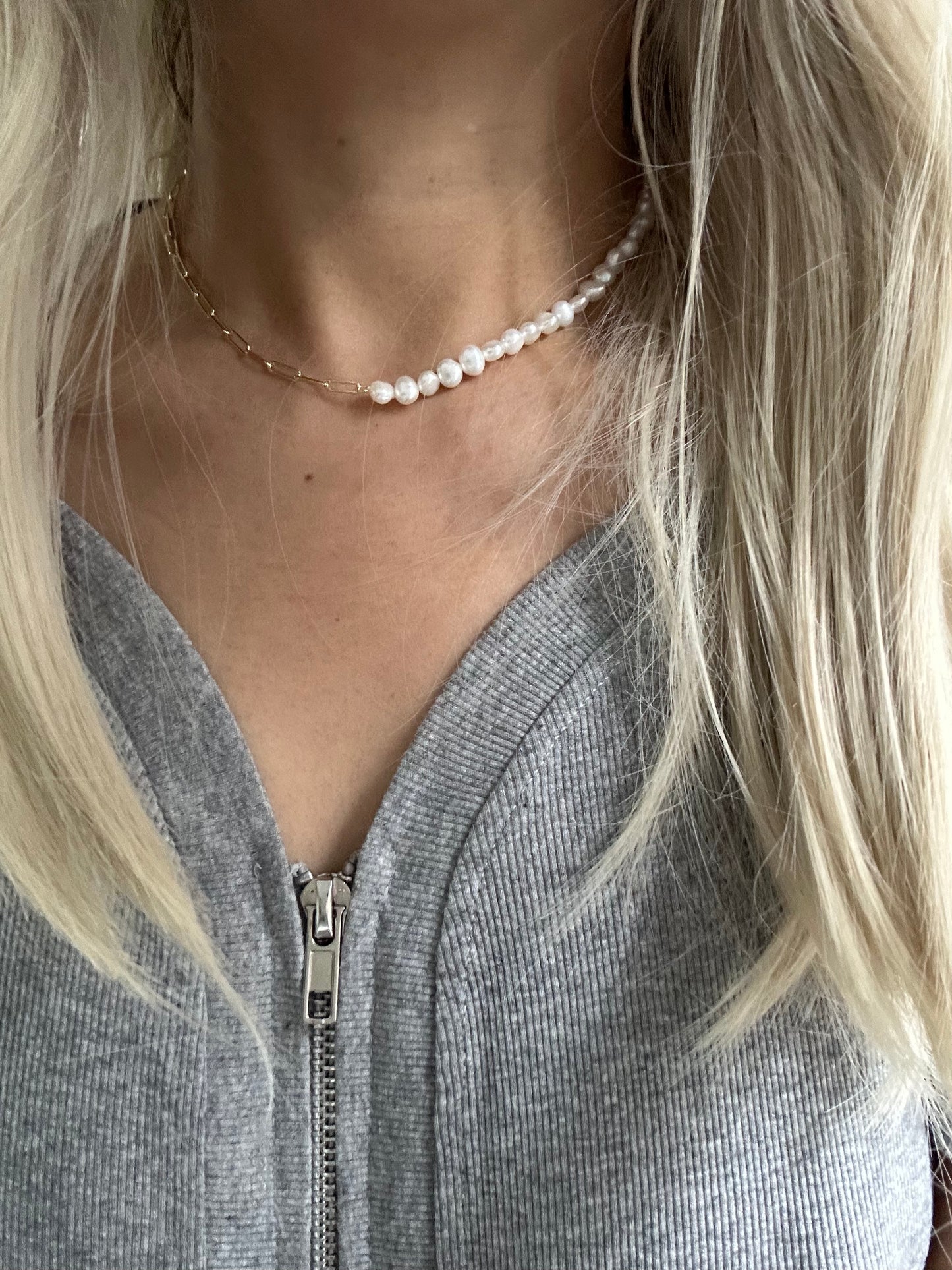 s925 Sterling Silver Gold Plated Freshwater Pearl Necklace