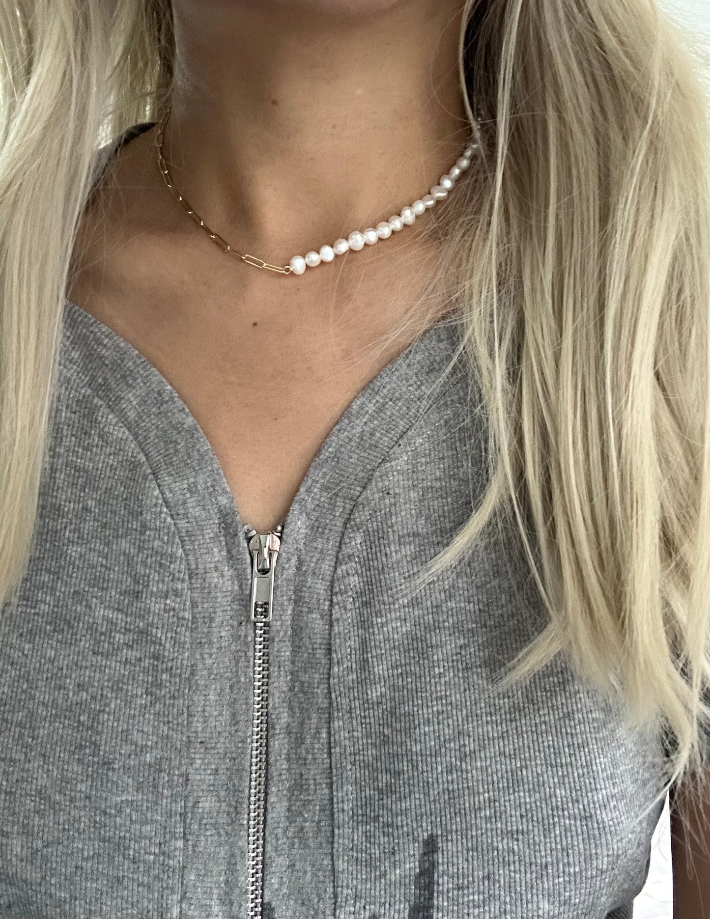 s925 Sterling Silver Gold Plated Freshwater Pearl Necklace