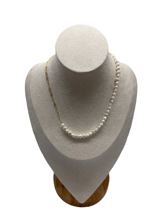 s925 Sterling Silver Gold Plated Freshwater Pearl Necklace