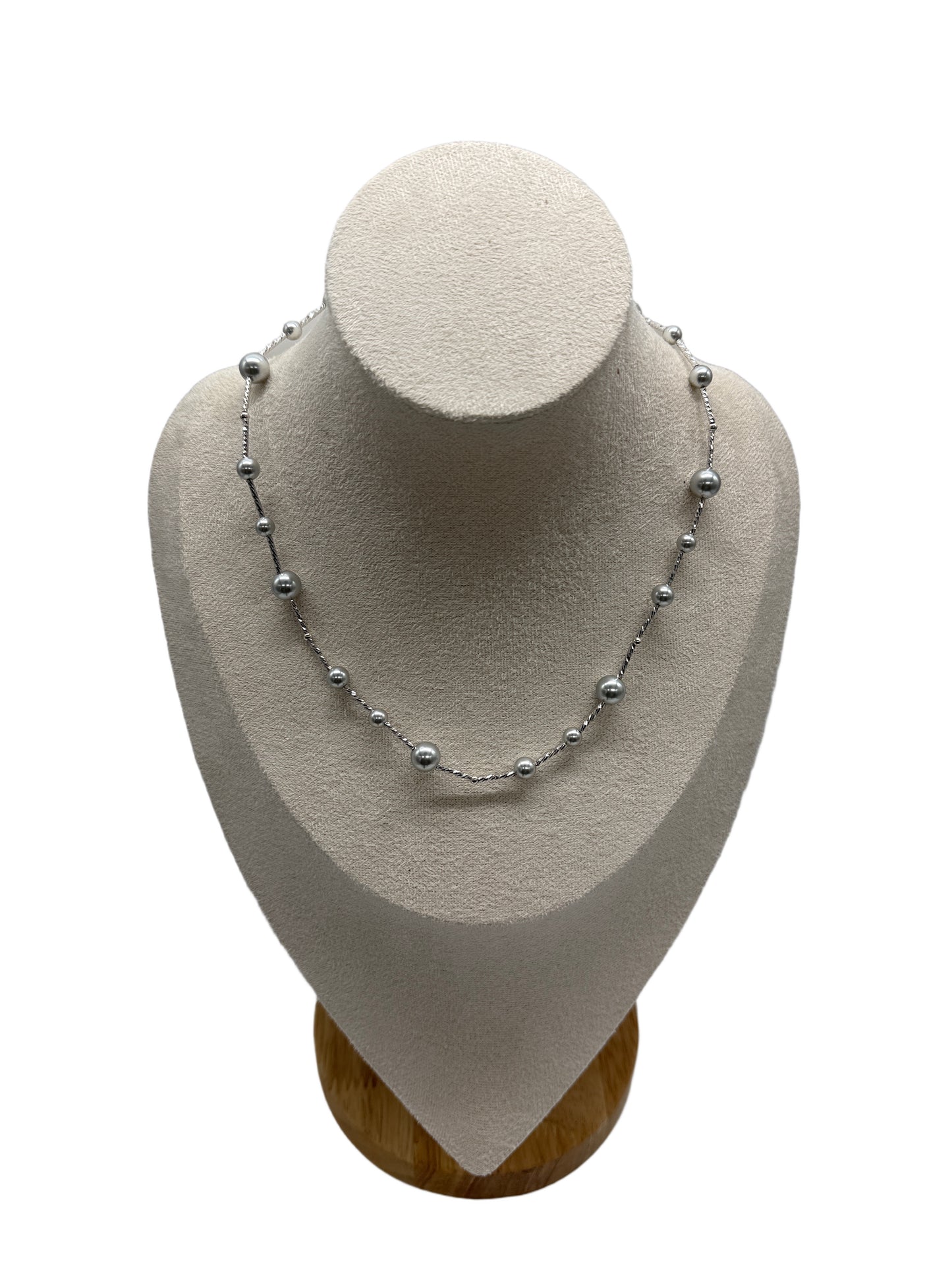 s925 Sterling Silver Starry Sky Necklace with Grey Swarovski Pearls