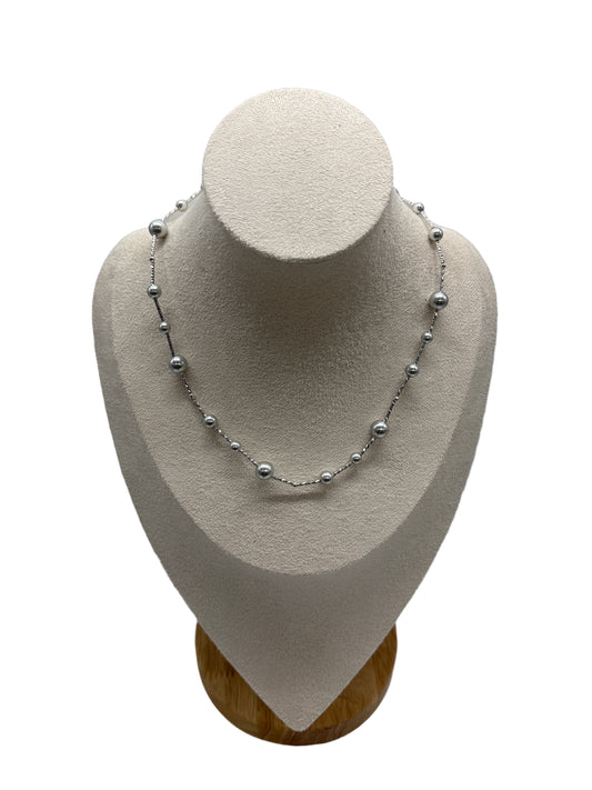 s925 Sterling Silver Starry Sky Necklace with Grey Swarovski Pearls