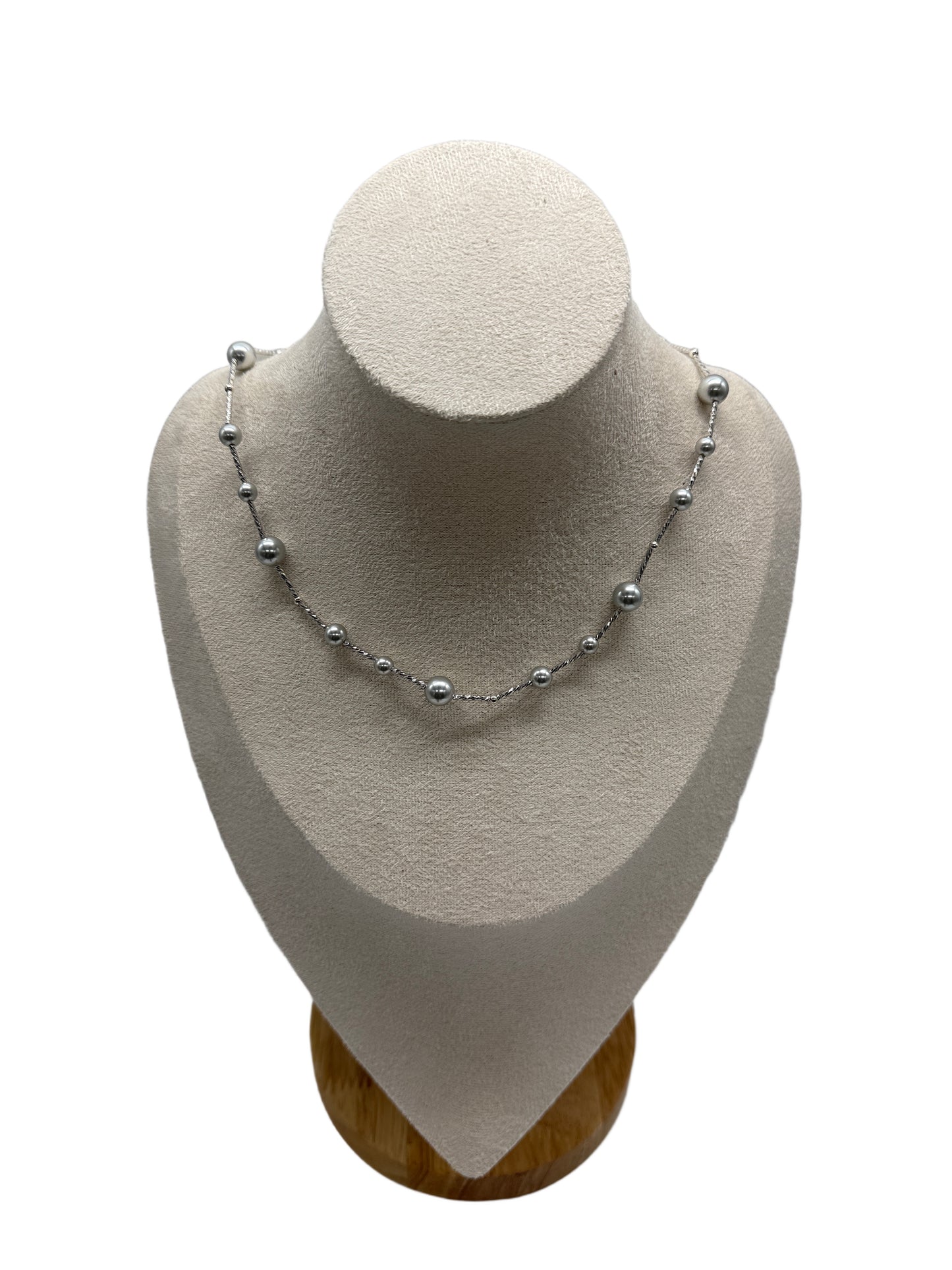 s925 Sterling Silver Starry Sky Necklace with Grey Swarovski Pearls
