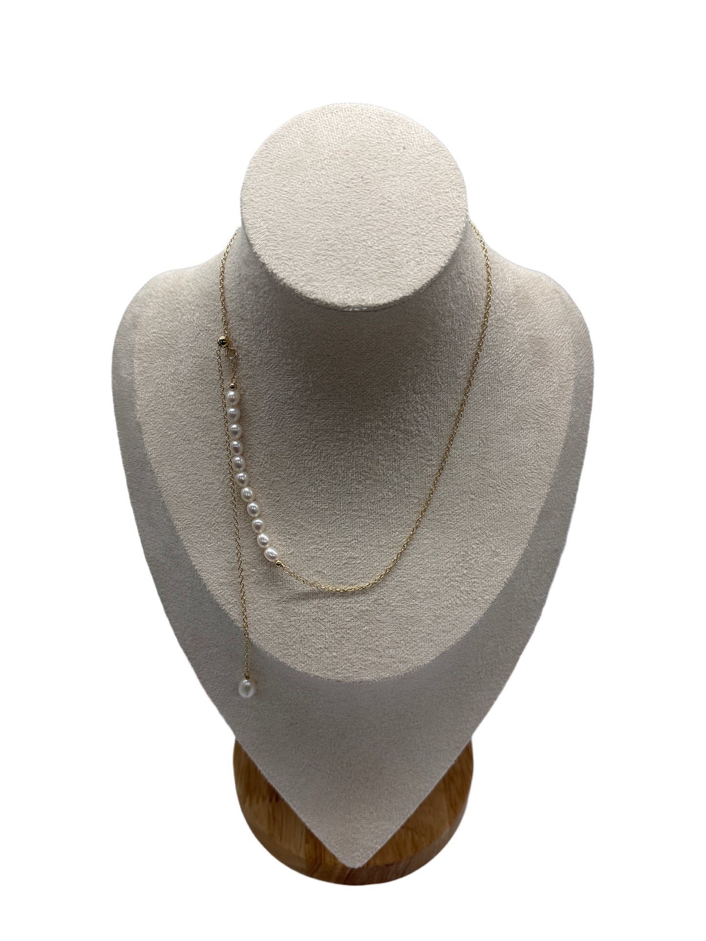 s925 Natural High Gloss Freshwater Pearl 14K Gold Plated Adjustable Necklace