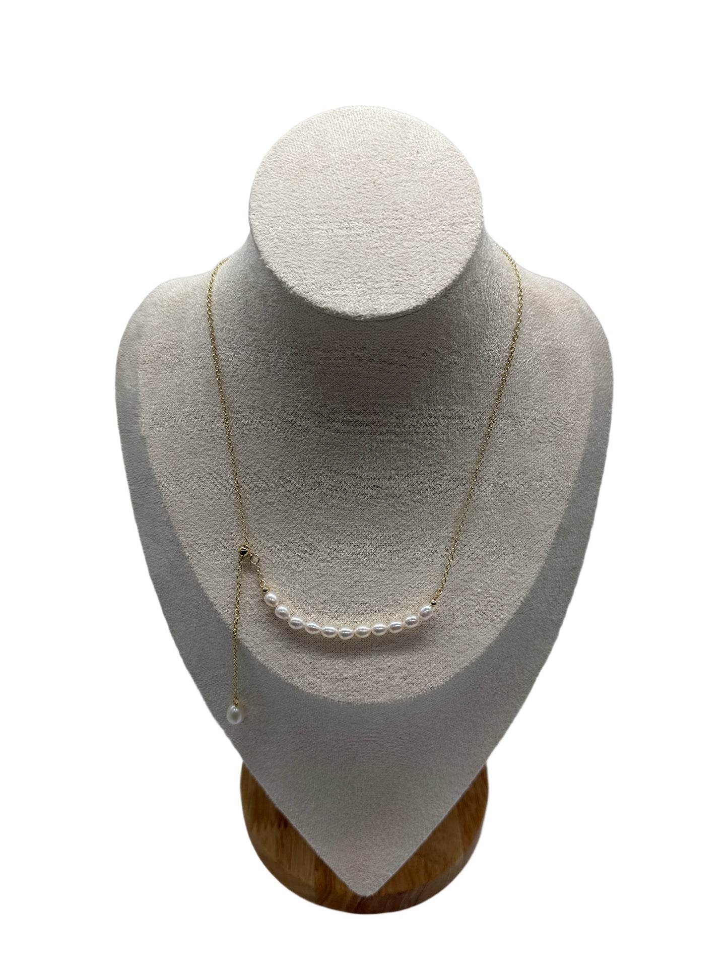 s925 Natural High Gloss Freshwater Pearl 14K Gold Plated Adjustable Necklace