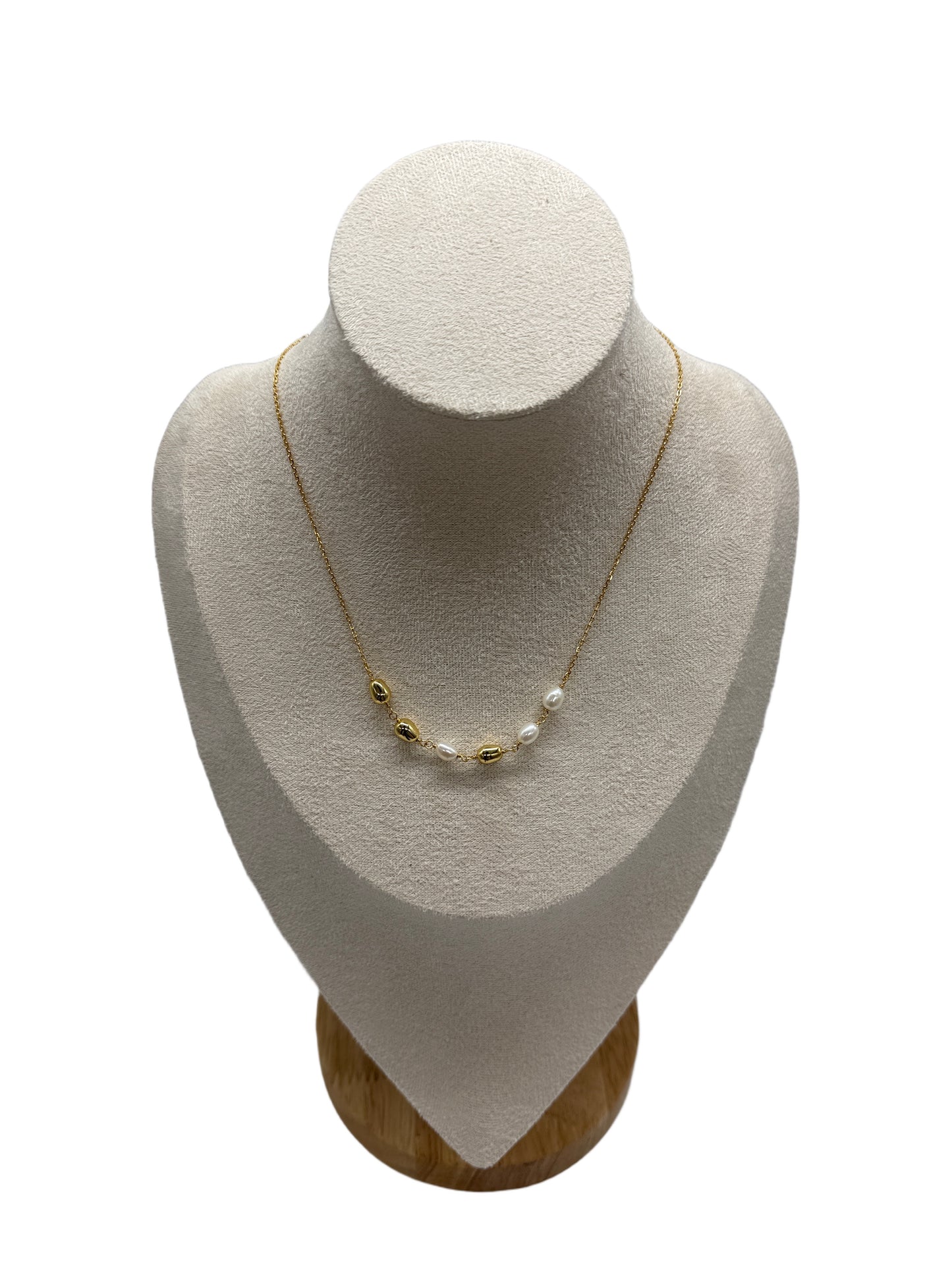 s925 Sterling Silver Gold Plated Freshwater Pearl Necklace
