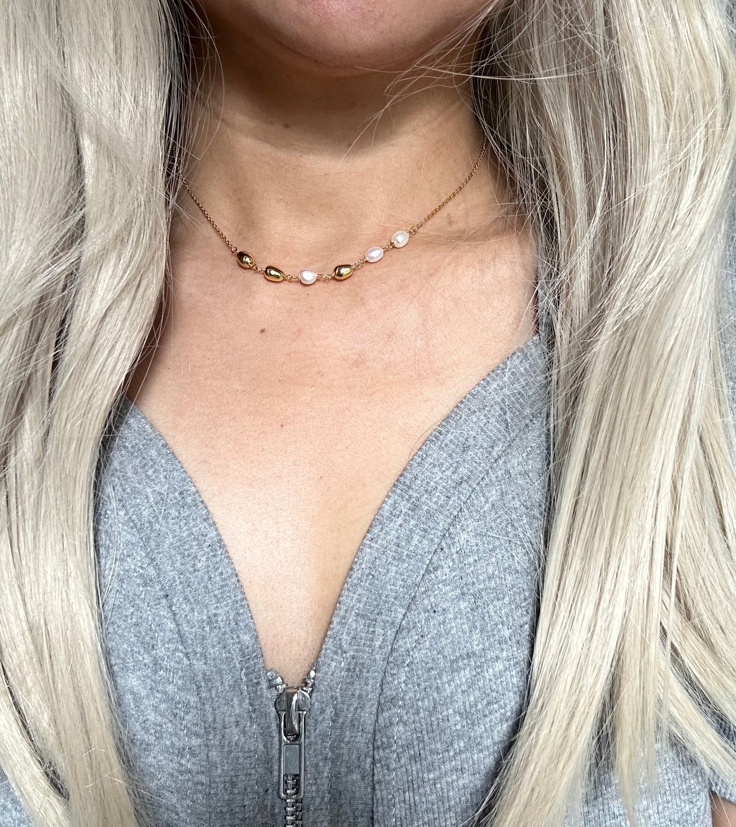 s925 Sterling Silver Gold Plated Freshwater Pearl Necklace