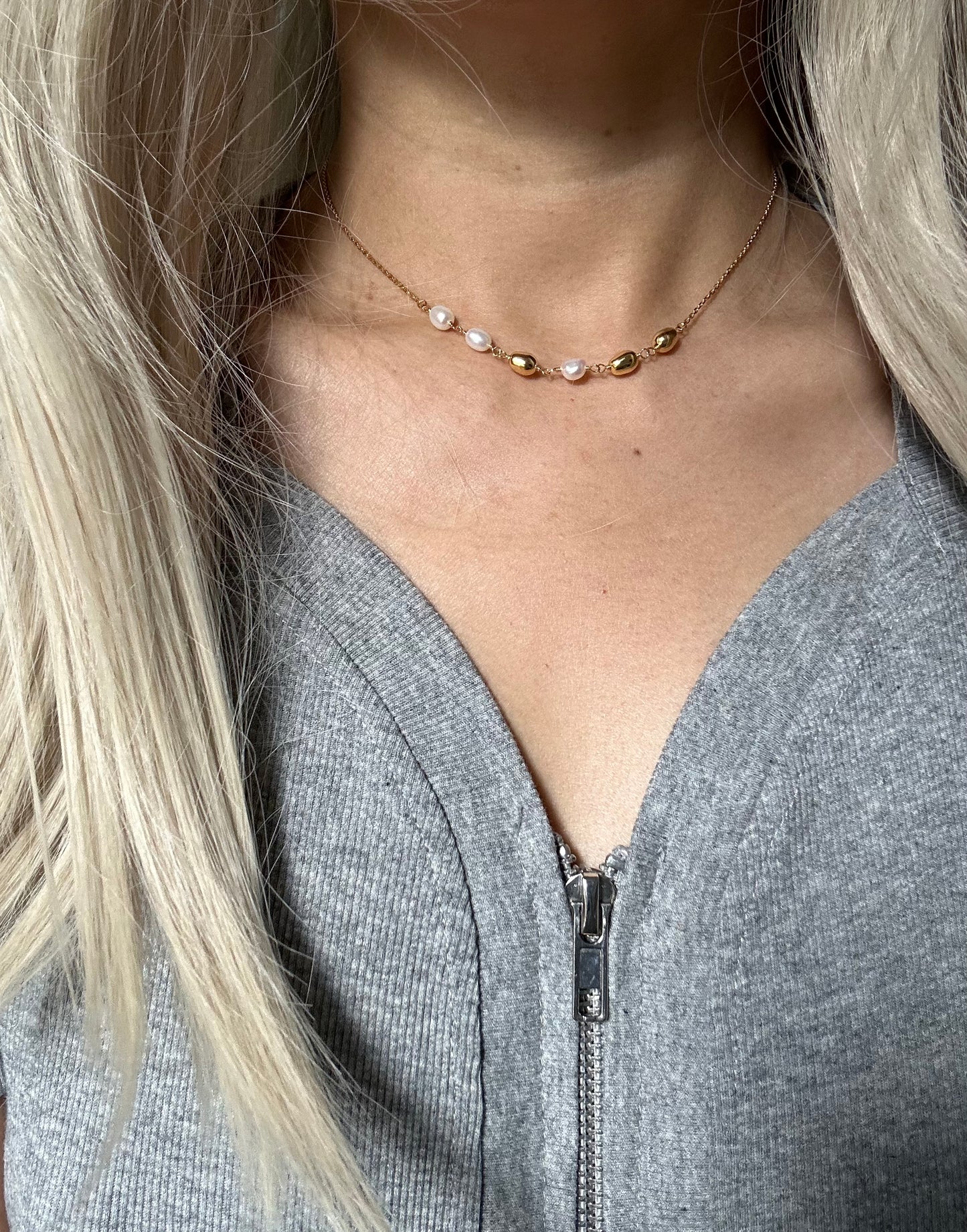 s925 Sterling Silver Gold Plated Freshwater Pearl Necklace