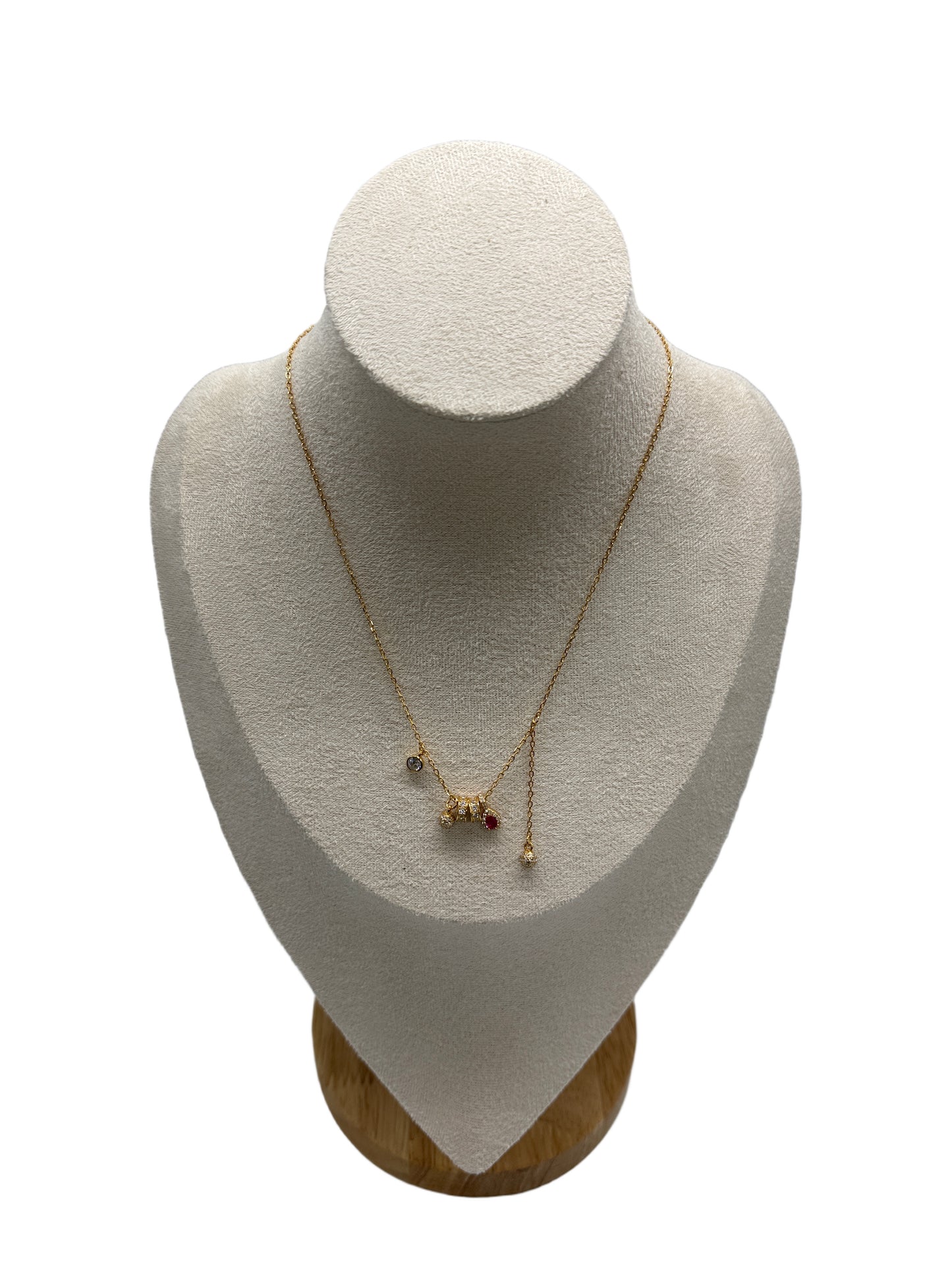 s925 Silver Gold Plated Ruby Red Pendant Necklace