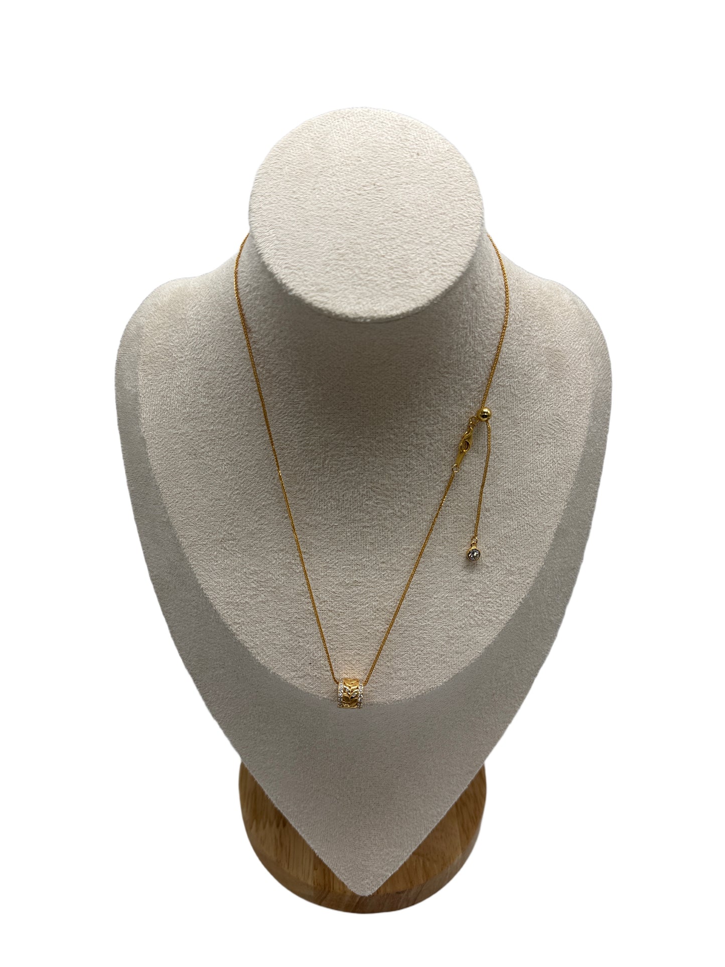 s925 Silver Gold Plated Antique Wheat Shape Necklace with Zirconia