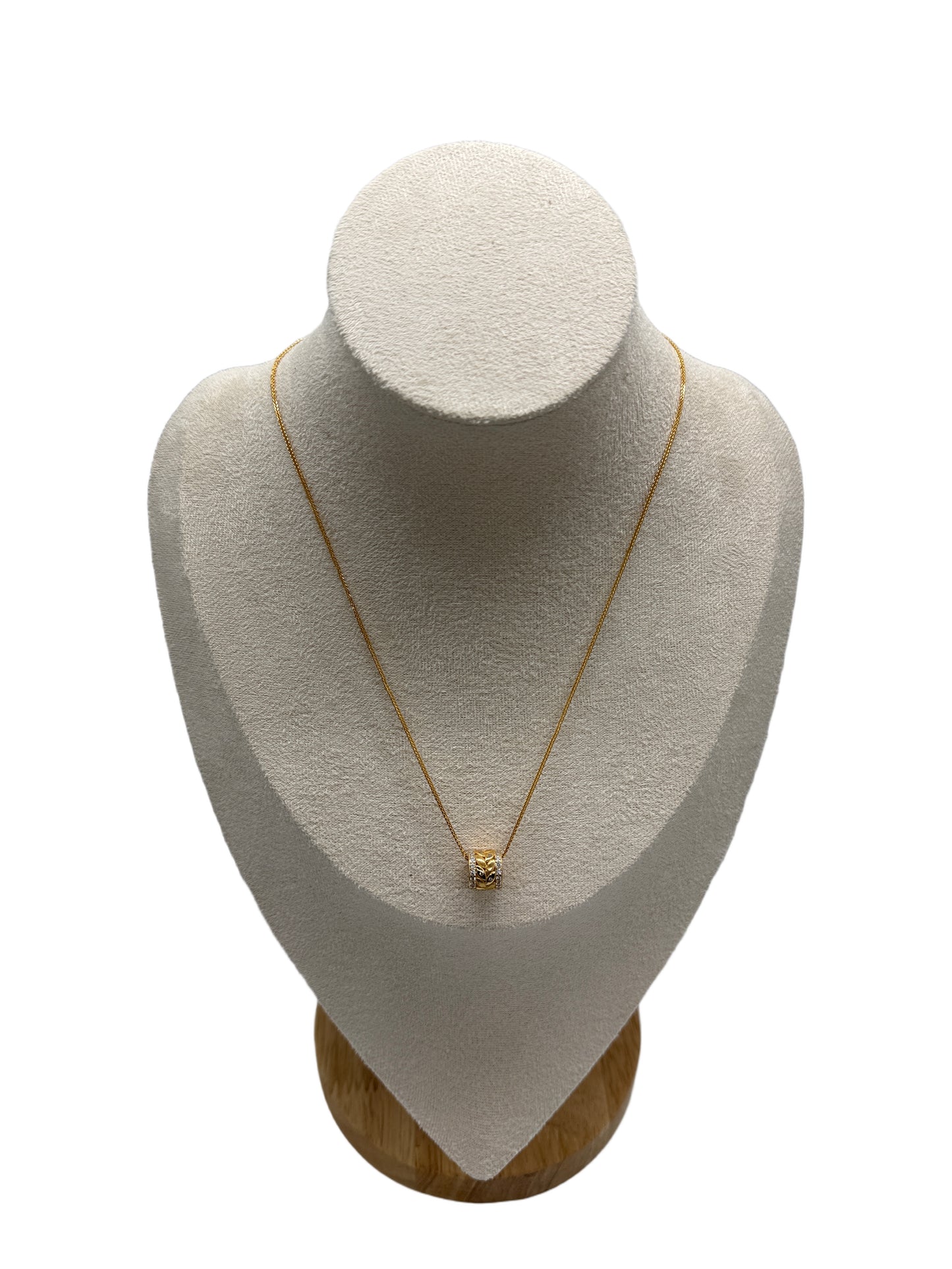 s925 Silver Gold Plated Antique Wheat Shape Necklace with Zirconia
