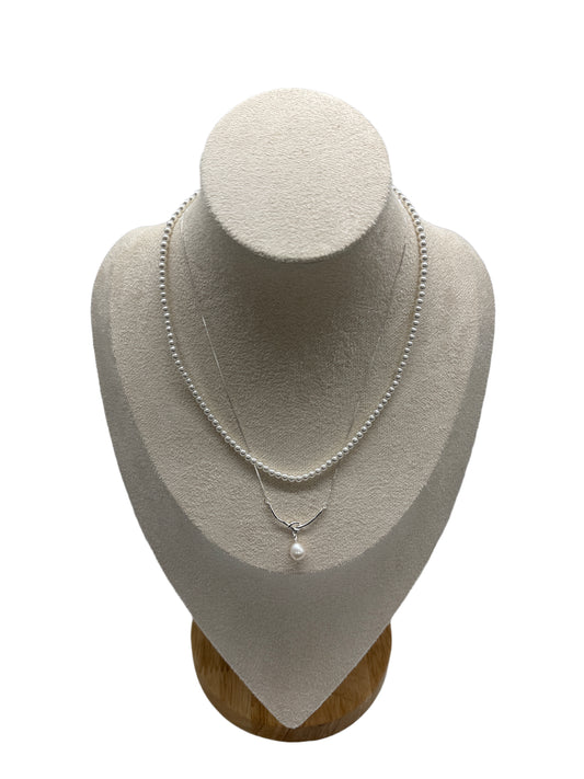 s925 Sterling Silver Natural Freshwater Pearl Pendant & Necklace Set