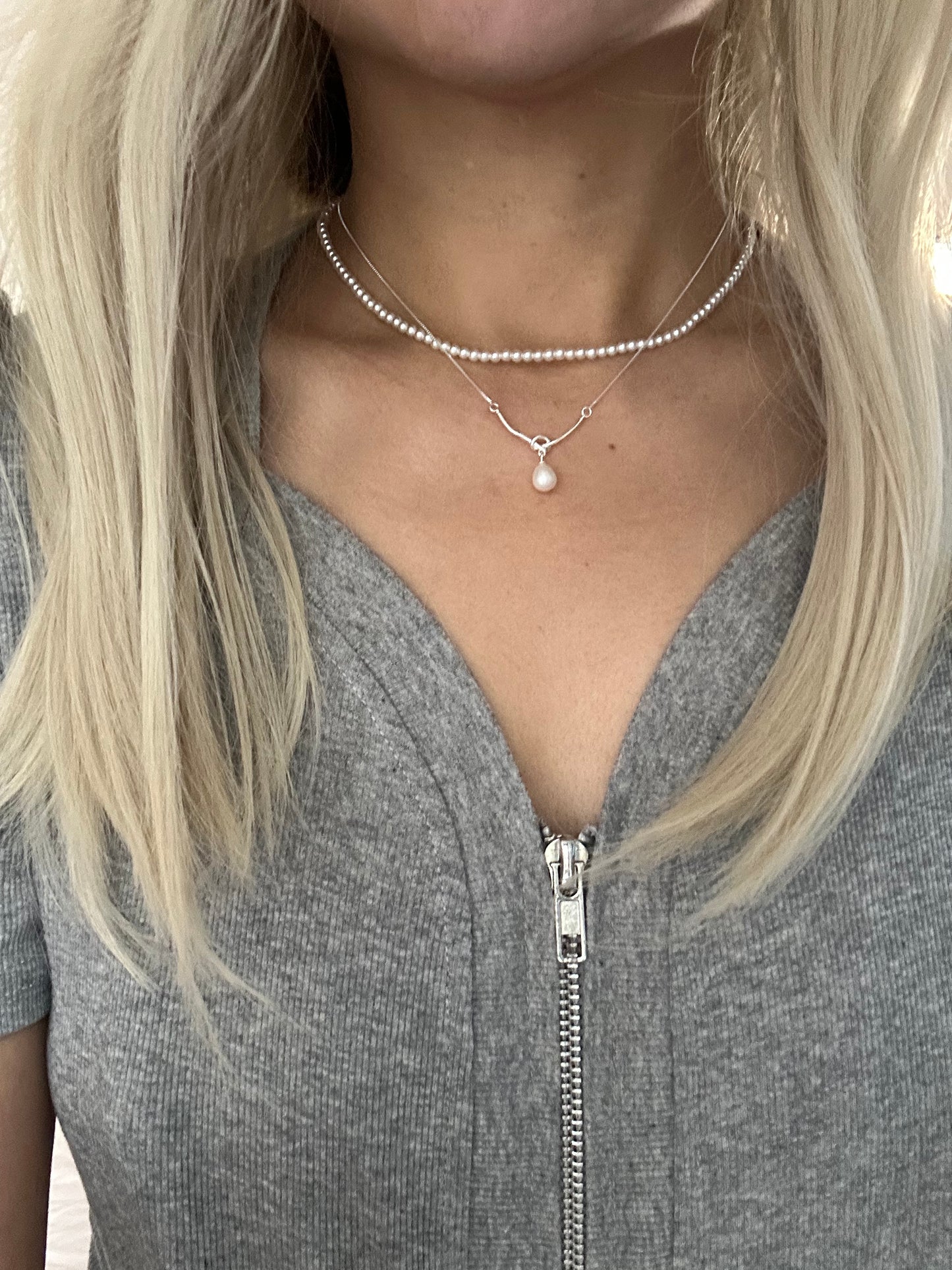 s925 Sterling Silver Natural Freshwater Pearl Pendant & Necklace Set